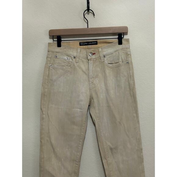 Ralph Lauren Black Label Jeans Womens Size 27 Salvage Yellow Tan Pants TINY FLAW - Picture 2 of 14